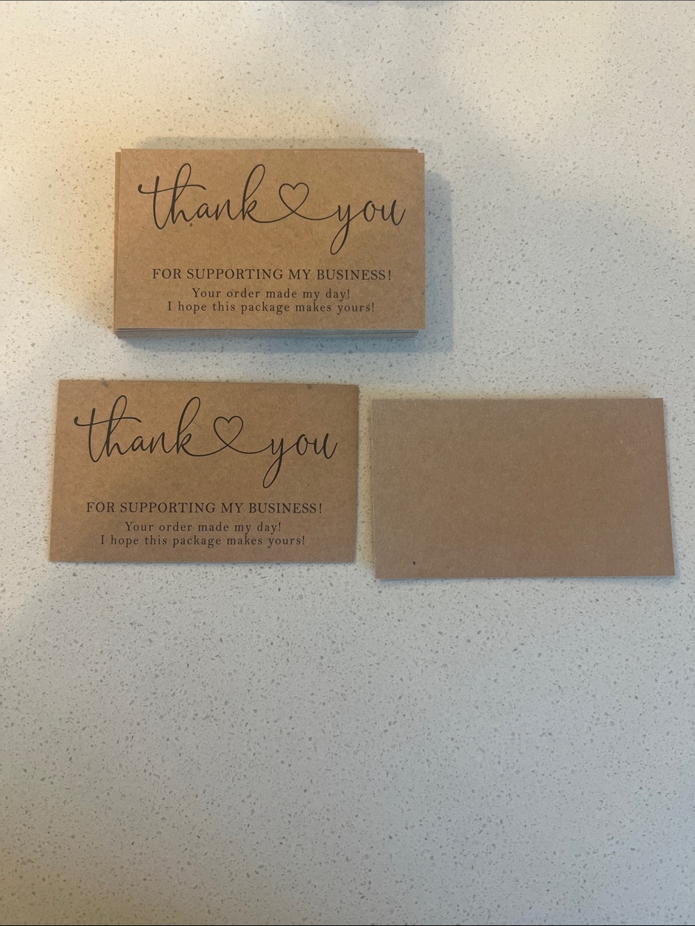 20 New Thank You Business Cards - Kraft Brown
